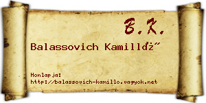 Balassovich Kamilló névjegykártya